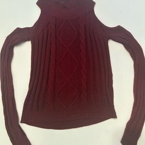 Elan Off-the-Shoulder Burgundy Sweater